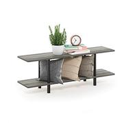 Furinno Estantes sin herramientas Gris (Gris Roble Francés/Negro) 2 estantes