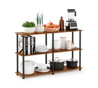 Furinno Estantes sin Herramientas, Madera, Light Cherry/Black, 3-Tier Double