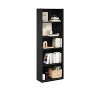 Furinno GEHRY Estantería De 5 Niveles con Estantes Ajustables, 11,6 X 24,8 X 71,4 Cm, para Salón, Dormitorio Y Oficina En Casa, Madera De Nogal.