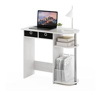 Furinno Go Green Escritorio para computadora portátil, Madera de ingeniería, Roble Blanco/Acero Inoxidable/Negro, 39.62 (D) x 80.01 (W) x 72.39 (H) cm
