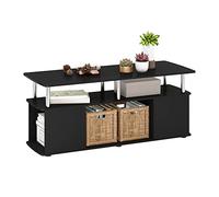 Furinno Jaya Centro de Entretenimiento Soporte de TV con Compartimento de Almacenamiento Abierto, Madera, Americano/Acero Inoxidable, 1 Pack
