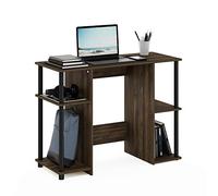 Furinno Jaya Escritorio de Diseño Compacto para Ordenador, Madera de ingeniería, Nogal Columbia/Negro, Suelto