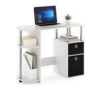 Furinno Jaya Escritorio de Estudio informático con cajones de Basura, Madera de ingeniería, Roble Blanco/Cromo/Negro, 39.62 (D) x 97.54 (W) x 72.39 (H) cm