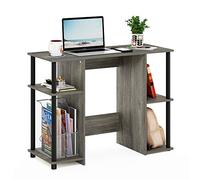 Furinno Jaya Escritorio de Estudio para computadora, Madera de ingeniería, Roble Francés Gris/Negro, Talla única