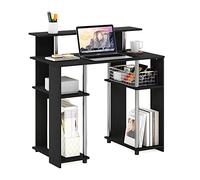 Furinno Jaya Escritorio para computadora, Madera de ingeniería, Americano/Acier Inoxydable, 51.49 (D) x 90.50 (W) x 90.60 (H) cm