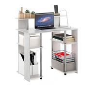Furinno Jaya Escritorio para computadora, Madera de ingeniería, Chêne Blanco/Acier Inoxydable, 51.49 (D) x 90.50 (W) x 90.60 (H) cm