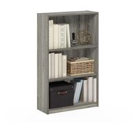 Furinno Jaya - Estantería de 3 Niveles, estantería con estantes Ajustables, 24,13 x 62,23 x 102,36 cm, para salón, Dormitorio, Oficina en casa, Roble Gris