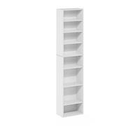 Furinno Jaya Estantería Estrecha Alta de 8 Niveles Multimedia Ajustable para CD DVD BLU-Ray Juegos fácil de Montar Sala de Estar y Oficina Espresso