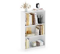 Furinno Jaya Estantería, Librero de 3 niveles con Repisas Ajustables, 24.1 x 62.2 x 102.4 cm, para organización y almacenamiento, para sala de estar, dormitorio y oficina en casa, Blanco