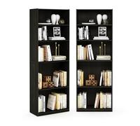 Furinno Jaya - Juego de 2 estantes para Libros, estantería de 5 Niveles, con Estante Ajustable, 9.5 x 24.5 x 71 Pulgadas, para Oficina en casa, Sala de Estar, café Espresso