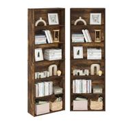 Furinno Jaya - Juego de 2 estantes para Libros, estantería de 6 Niveles, 24,1 cm de Profundidad x 62,51 cm de Ancho x 180,49 cm de Alto, para Oficina en casa, Sala de Estar, Pino ámbar