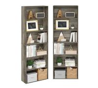 Furinno Jaya - Juego de 2 estantes para Libros, estantería de 6 Niveles, 9.5 x 24.6 x 71 Pulgadas, para Oficina en casa, Sala de Estar, Roble francés