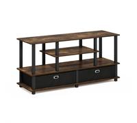 Furinno Jaya Mueble De TV De 4 Niveles Consola para TV De hasta 55 Pulgadas con 2 Compartimentos Y Estantes Abiertos para Sala De Estar Y Dormitorio Color Pino Ámbar