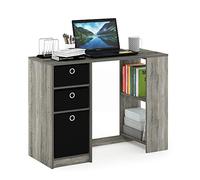 Furinno Jaya Oficina Moderna de Diseño Informático, Madera de ingeniería, Roble Francés/Negro, S