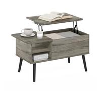 Furinno Jensen Mesa de Centro elevable con repisa de Almacenamiento, repisa Lateral y Compartimento Oculto, para Sala de Estar, Roble Gris