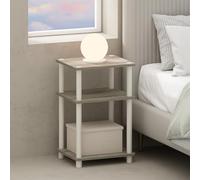 Furinno Just Mesita de Noche Turn-N-Tube de 3 Niveles de Montaje sin Herramientas, Mesa Lateral con Almacenamiento Abierto para Dormitorio, Sala de Estar, Roble Sonoma