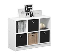 Furinno Librería Básica 3X2 con Compartimentos, Blanco / Negro, 99940Wh / BK