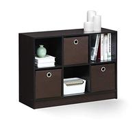 Furinno Librería Básica 3X2 con Contenedores, Nogal Oscuro, 99940 Dwn