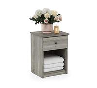 Furinno Lucca, Mesa Auxiliar, mesita de Noche con un cajón, Madera de ingeniería, Roble Francés, 1 Pack