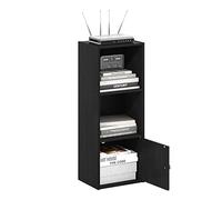 Furinno Luder Biblioteca de 3 Niveles con 1 Puerta de Almacenamiento, Madera Negra