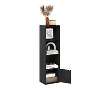 Furinno Luder Biblioteca de 4 Niveles con 1 Puerta de Almacenamiento, Madera Negra