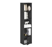 Furinno Luder Biblioteca de 5 Niveles con 1 Puerta de Almacenamiento, Madera Negra