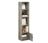 Furinno Luder Biblioteca de 5 Niveles con 1 Puerta de Almacenamiento, Roble Francés