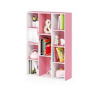 Furinno Luder Estantería Abierta Librería de 11 Cubos, Blanco/Rosa