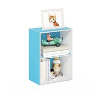 Furinno Luder Estantería Abierta Librería de 2 Niveles, Blanco/Azul Claro