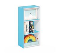 Furinno Luder Estantería Abierta Librería de 3 Niveles, Blanco/Azul Claro