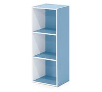 Furinno Luder Estantería Abierta Librería de 3 Niveles, Blanco/Azul Claro