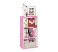 Furinno Luder Estantería Abierta Librería de 3 Niveles, Blanco/Rosa