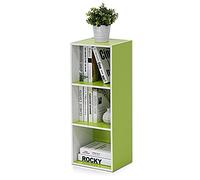 Furinno Luder Estantería Abierta Librería de 3 Niveles, Blanco/Verde
