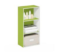 Furinno Luder Estantería Abierta Librería de 3 Niveles, Blanco/Verde