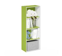 Furinno Luder Estantería Abierta Librería de 4 Niveles, Blanco/Verde