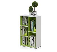 Furinno Luder Estantería Abierta Librería de 5 Cubos, Blanco/Verde