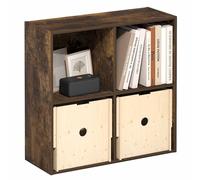 Furinno Luder - Estantería para Libros, estantería de 4 Cubos, estantería con estantes Abiertos, 9.5 x 24.6 x 23.7 Pulgadas, para Sala de Estar, Dormitorio, Oficina en casa, Pino ámbar
