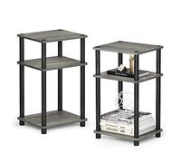 Furinno Mesa auxiliar de 2 paquetes Roble gris francés/negro