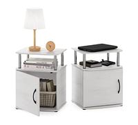 Furinno Mesa Auxiliar de diseño utilitario Jaya, Engineered Wood, Roble Blanco/Cromado, 48(W) x 61.2(H) x 39.4(D) cm