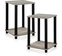 Furinno Mesa Auxiliar Roble gris francés/negro Contemporáneo