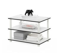 Furinno Mesa de Centro de 3 Niveles sin Herramientas, Madera, White/White, Tall 23.6"(W) x15.6(H) x15.6(D)