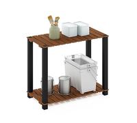 Furinno Pangkor Estante para Plantas al Aire Libre, Madera de ingeniería, Natural/Negro, 2-Tier