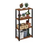 Furinno Pangkor Turn-N-Tube Mesa Auxiliar de Madera para Interior y Exterior con Postes Cuadrados de 4 Niveles, Naturel/Negro