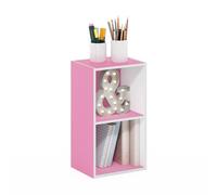 Furinno Pasir Estantería Abierta Librería de 2 Niveles, Blanco/Rosa