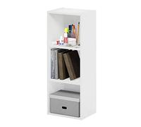 Furinno Pasir Estantería Abierta Librería de 3 Niveles Sin Herramientas, Blanco