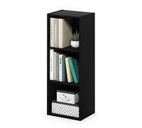 Furinno Pasir Estantería Abierta Librería de 3 Niveles Sin Herramientas, Madera Negra