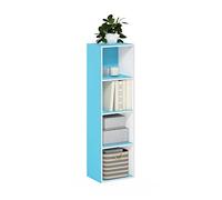 Furinno Pasir Estantería Abierta Librería de 4 Niveles, Blanco/Azul Claro