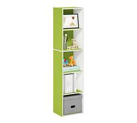 Furinno Pasir Estantería Abierta Librería de 5 Niveles, Blanco/Verde