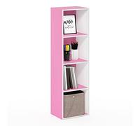 Furinno Pasir Estantería Abierta para Almacenamiento Cubitos à 4 Pisos, Blanco/Rosa