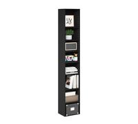Furinno PASIR Estantería De 8 Niveles con Estante Abierto, 24 X 30 X 180 Cm, para Salón, Dormitorio Y Oficina En Casa, Madera Negra